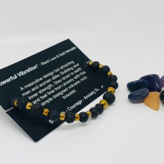 Powerful Vibration - Black Lava & Gold Hematite Men's Bracelet