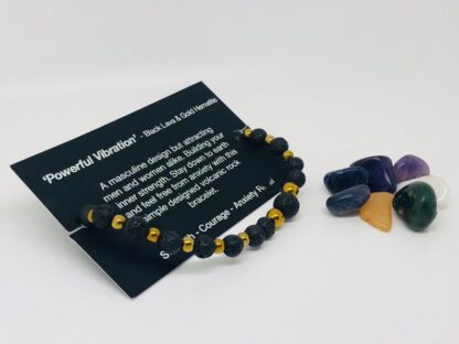 Powerful Vibration - Black Lava & Gold Hematite Men's Bracelet